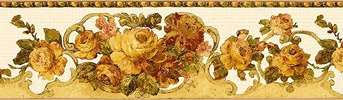 Miniatura 2 de Dundee Deco DDAZBD9057 - Borde de papel tapiz para despegar y pegar, color crema victoriana, diseño retro, 15 x 7 pulgadas, autoadhesivo