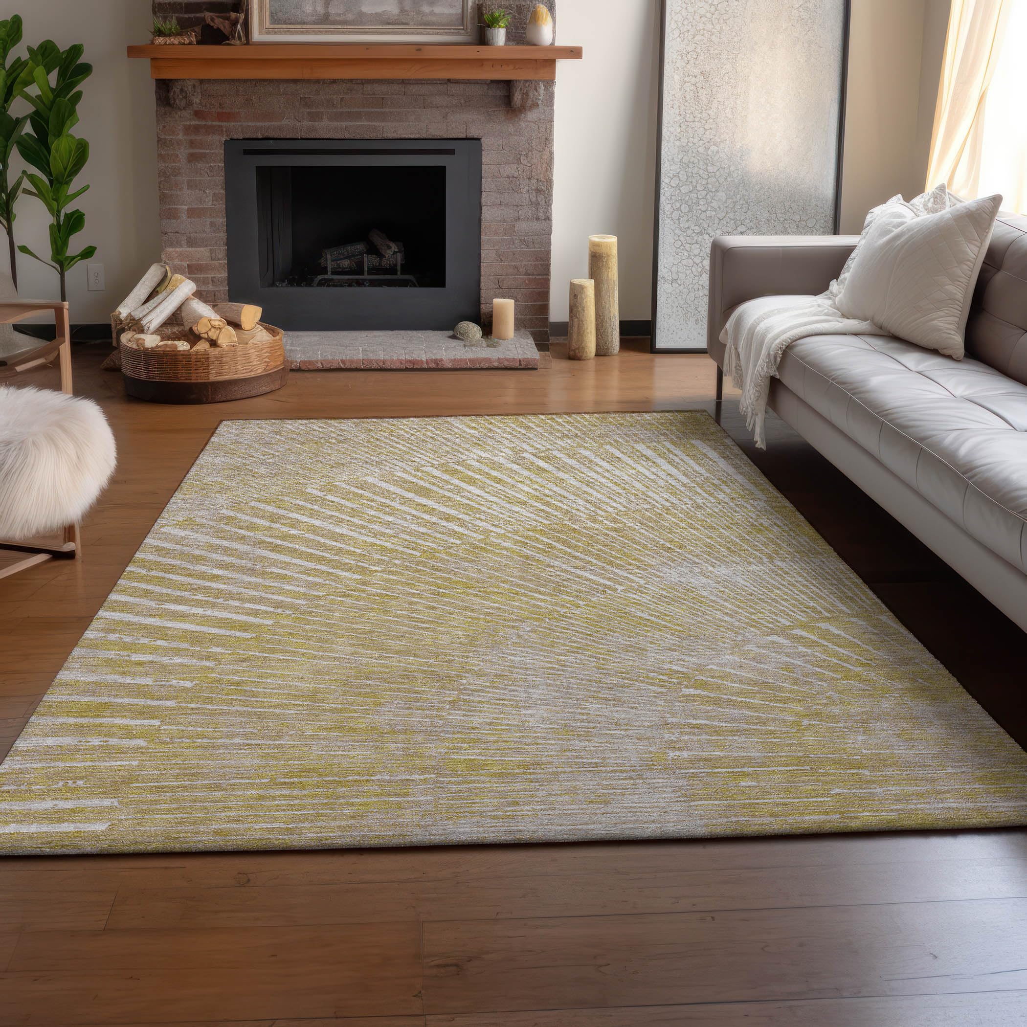 Addison Rugs Mayfield Premium Machine Washable Abstract AMF1858 Green 8 Ft X 8 Ft Round Rug Amf1858ge8ro