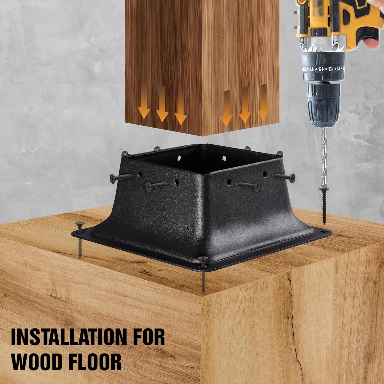 4x4 Post Bases, Sturdy Post Base Brackets & Internal Railing Anchors for 4x4 Wood Posts (3.5"x3.5"), Powder Coated Steel for Deck, Fence, Porch, Handrail (8 PCS - Black)