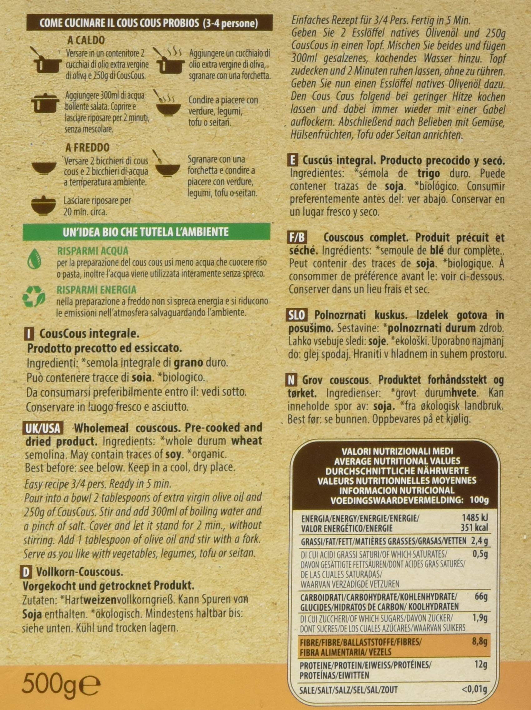 PROBIOS Cous Cous Cous Bio, 1 unidad (500 g).