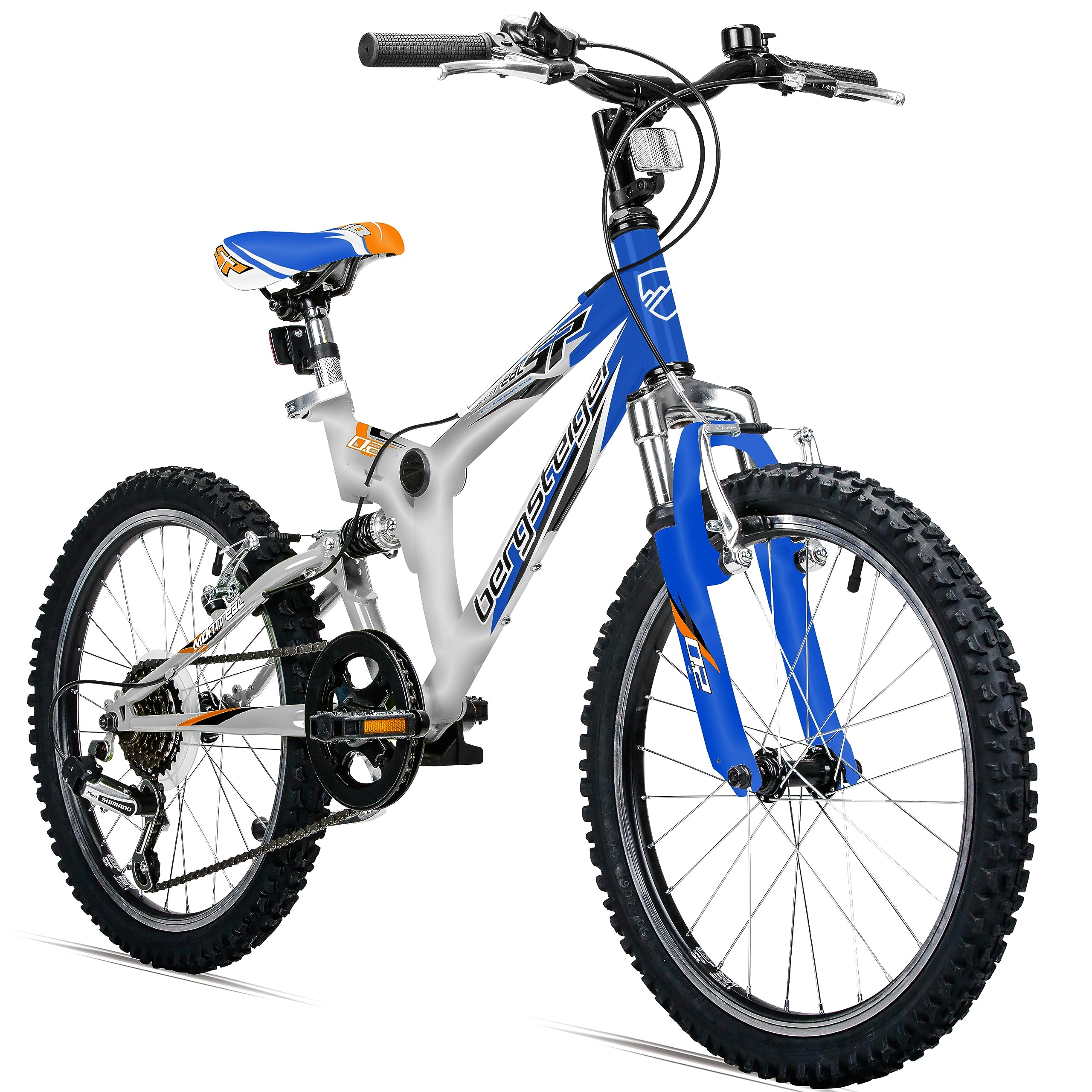 Bergsteiger Montreal 20/24 Zoll Kinderfahrrad Mountainbike mit Vollfederung | Ideal für den Schulweg ab 115 cm Körpergröße. Mit 18-Gang-Schaltung, Scheibenbremse und zu 90 Prozent fertig vormontiert.