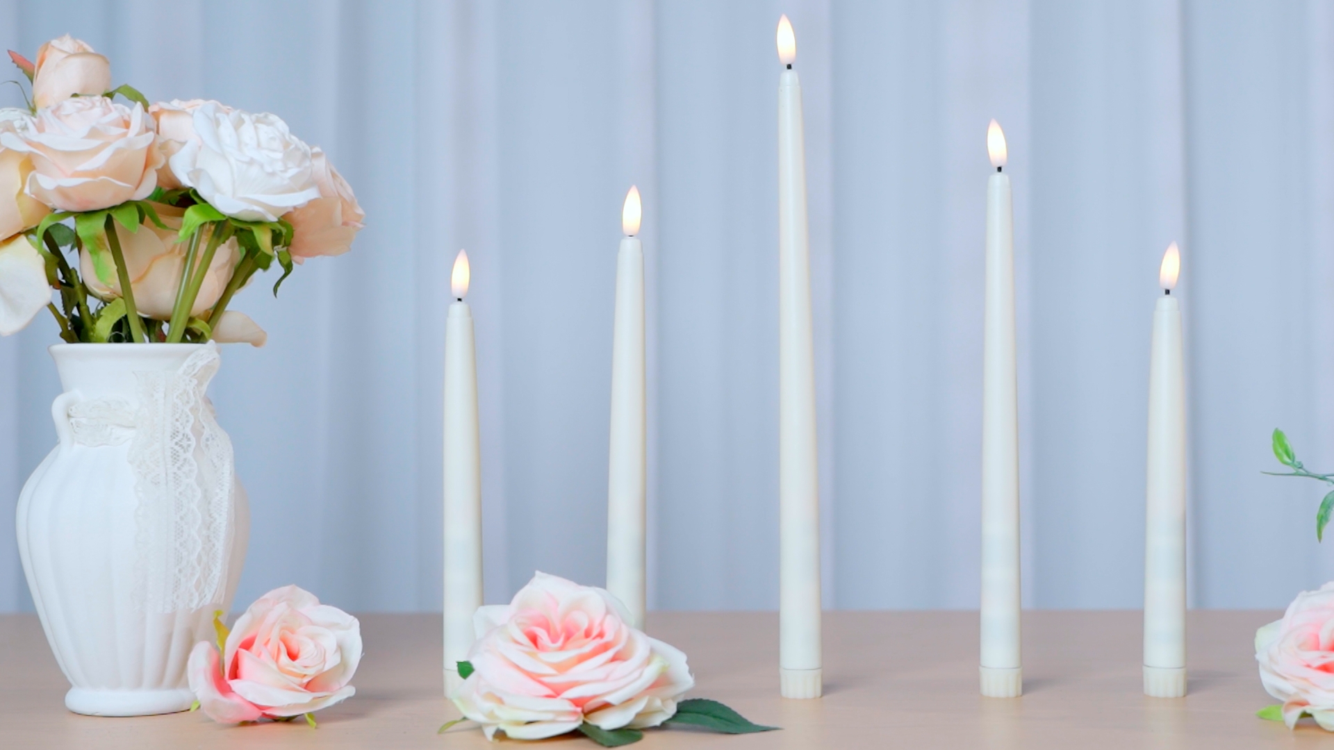 Image of Rossesay 24 Pcs Flameless LED Taper Candles Battery Operated Candle 8.5 inch, 9.65 inch, 10.8 inch, 12.8 inch Flameless Candlesticks Flickering for Christmas Church Wedding Indoor Decoration(Classic, Red)