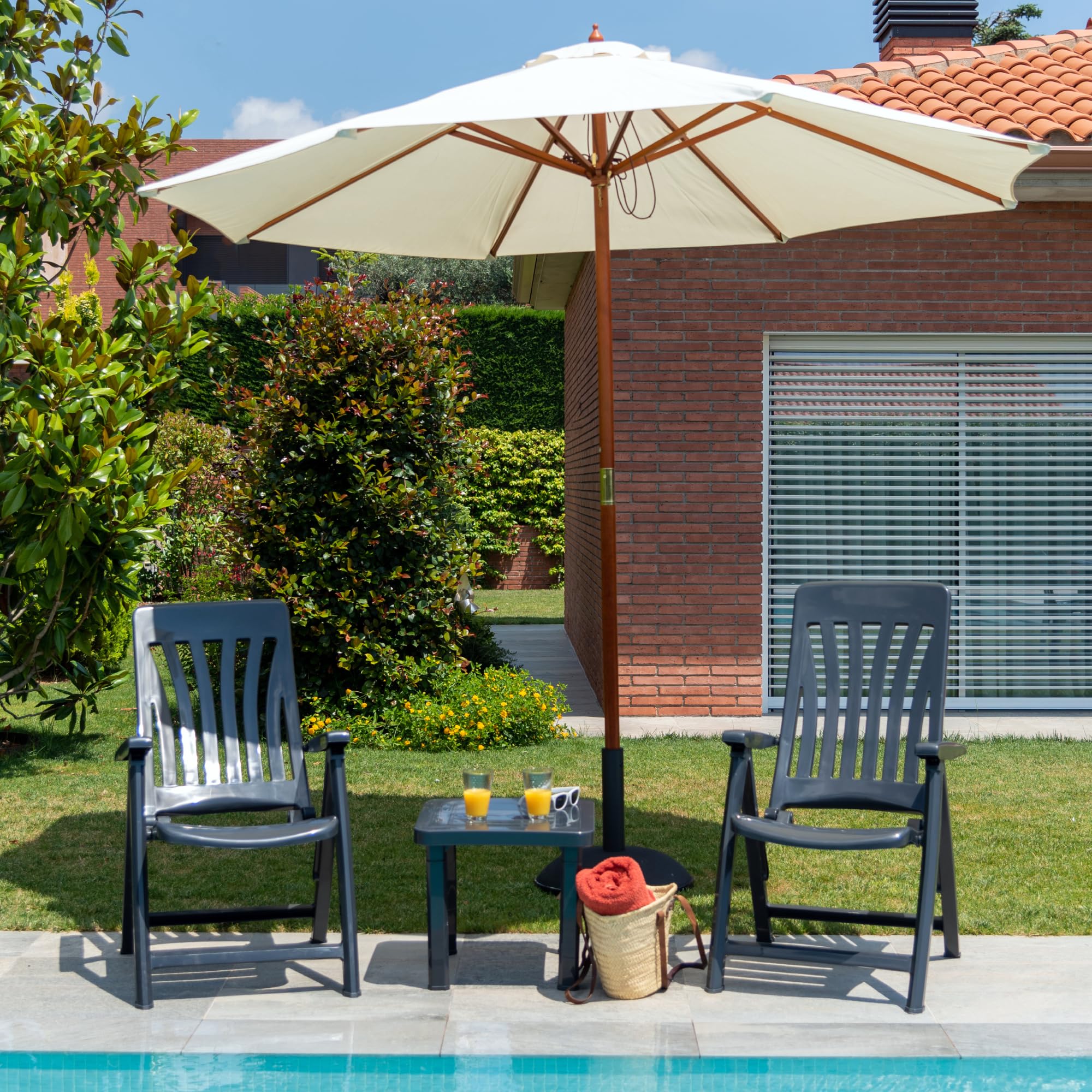 GARBAR BLANES Set 2 Silla con Brazos Multiposiciones Exterior | jardín, terraza, balcón, Playa, Piscina, Picnic, Camping, Catering | diseño, Ligero, Plegable, reclinable | Blanco