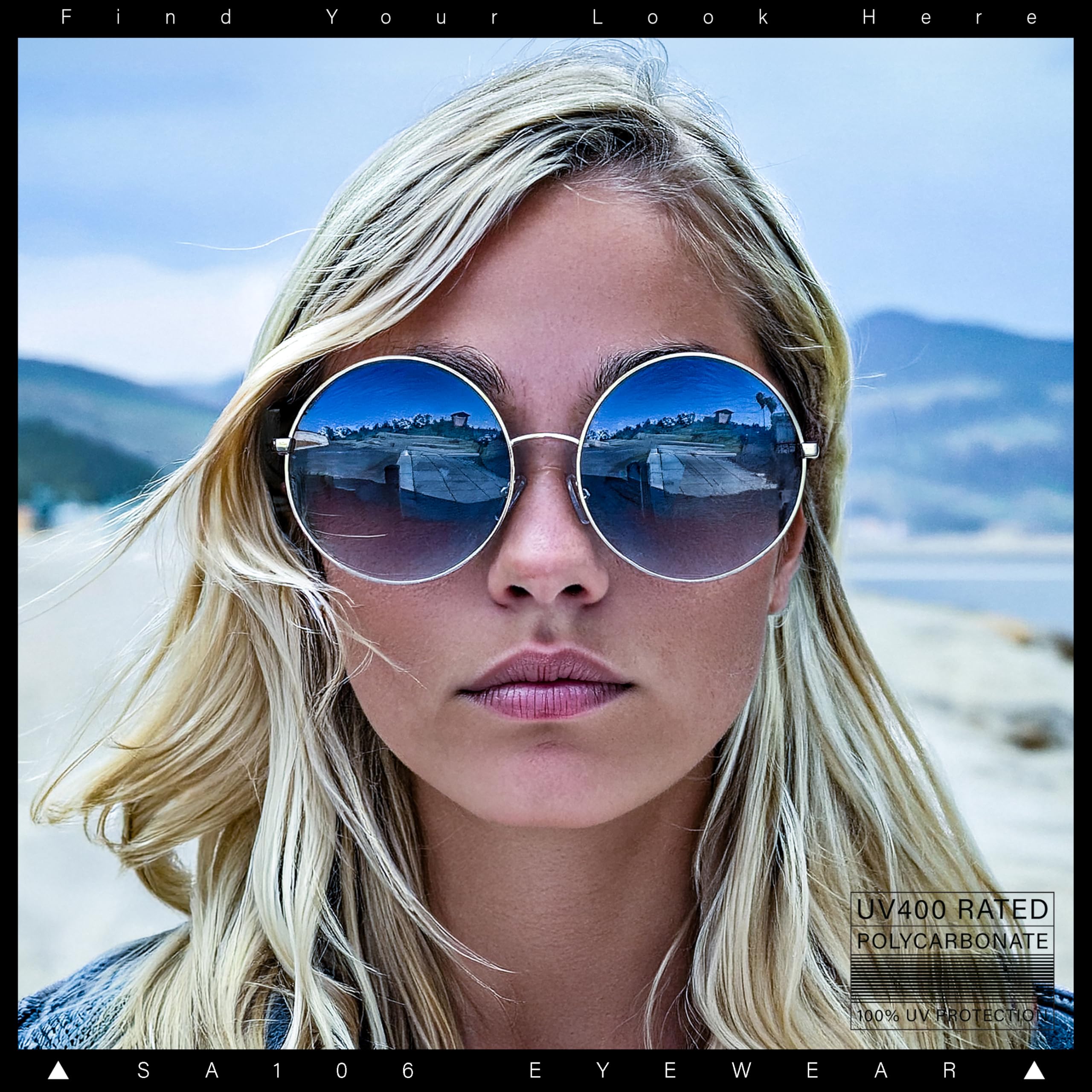 Klassische Übergröße Joplin Stil Hippie Runde Runde Linse Sonnenbrille