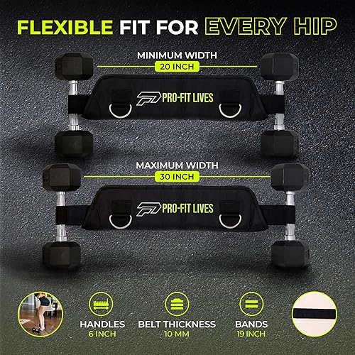 Miniatura 6 de Cinturón de empuje de cadera con bandas de resistencia y asas, cinturón de levantamiento de pesas resistente para mancuernas, pesas rusas y platos,