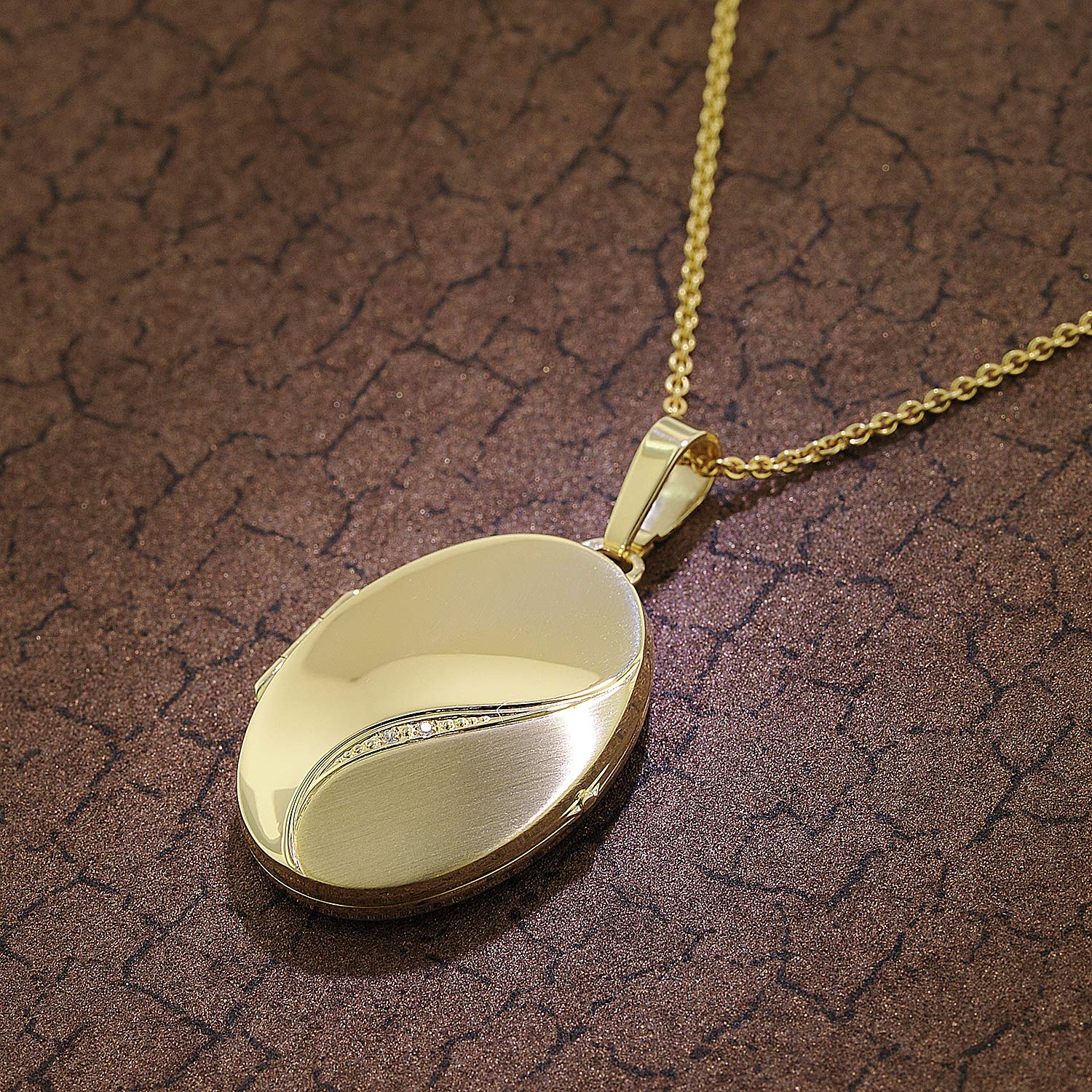 trendor Halskette mit Medaillon-Anhänger Silber 925 gold plattiert 39660