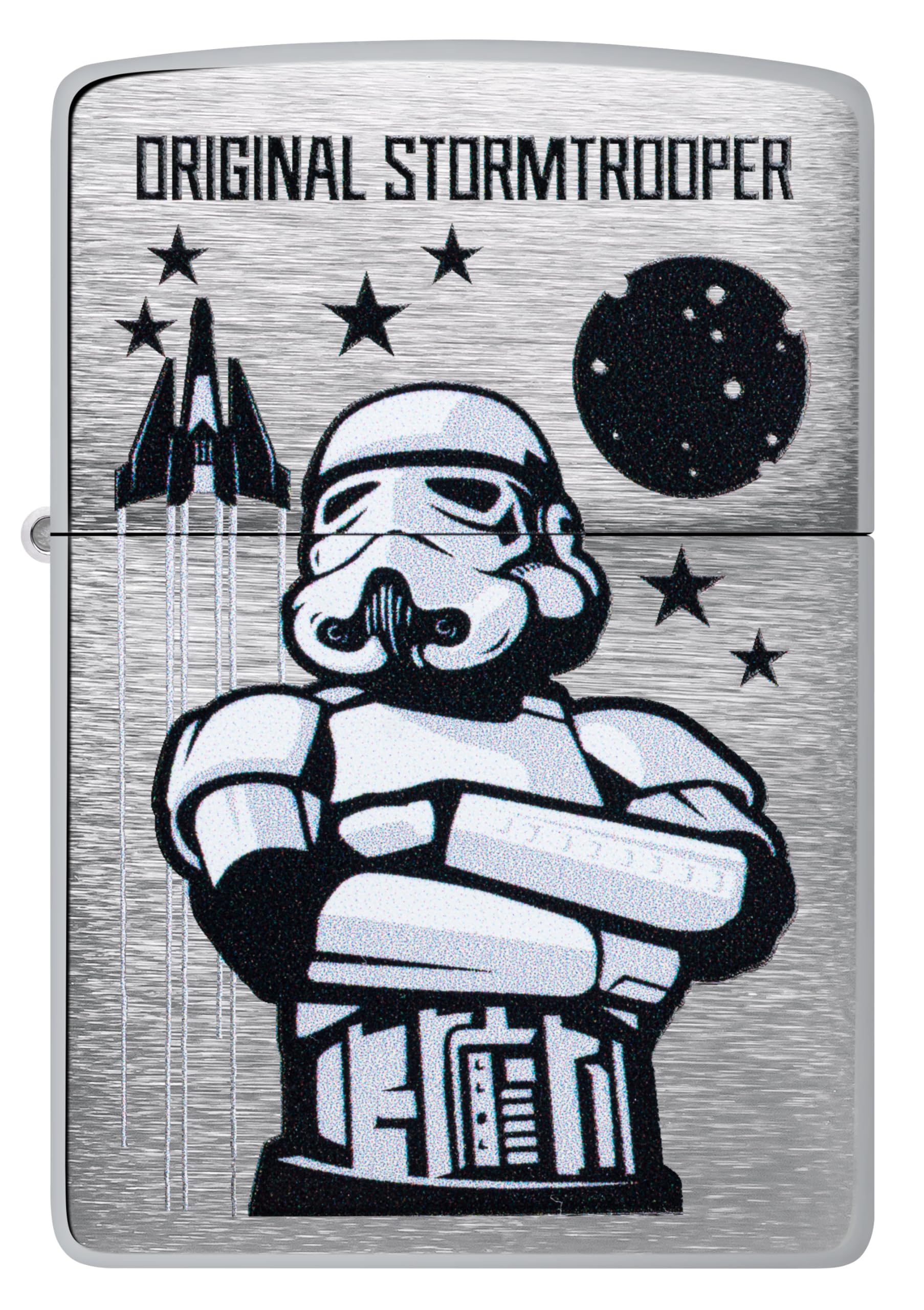 Zippo Stormtrooper Design Brushed Chrome Sturmfeuerzeug nachfüllbar windfest Geschenkbox Made in USA