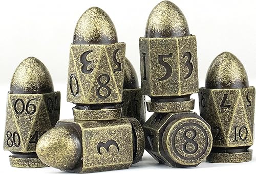 HNCCESG - Dados de bala, dados HNCCESG DND de dados de mazmorras y dragones, juego de dados poliédricos de metal para dados D&D, Warhammer o juego