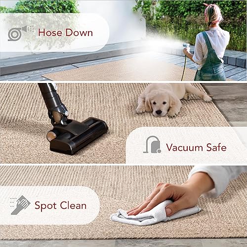 Miniatura 4 de nuLOOM Wynn - Alfombra de área trenzada para interiores y exteriores, 6pies, redonda, tostado