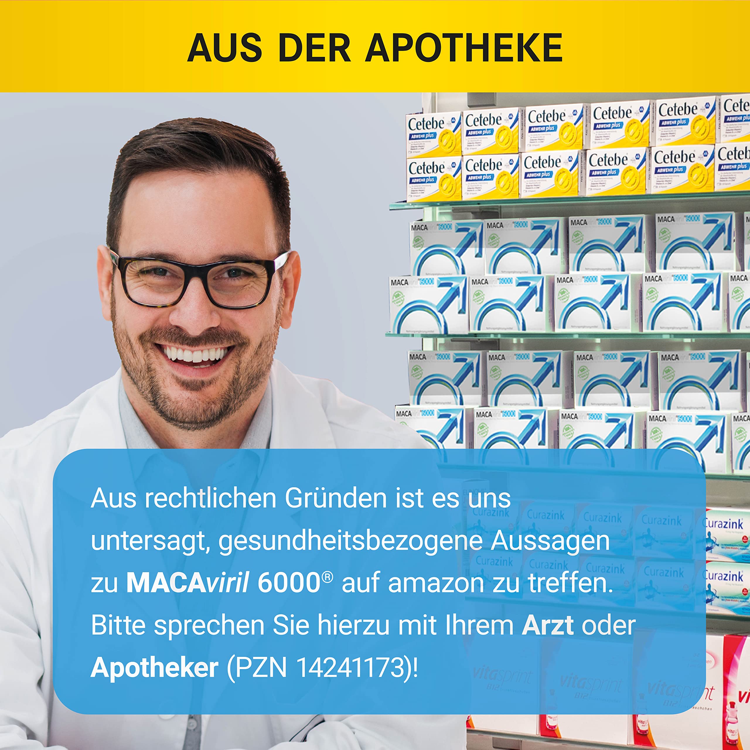 MACA Kapseln hochdosiert | Aus der Apotheke | Für den Mann | Das Original MACA aus Peru | 6000 mg pro Tag | Monatsversorgung für die Männer 30 Kapseln | Vegan | Made in Germany