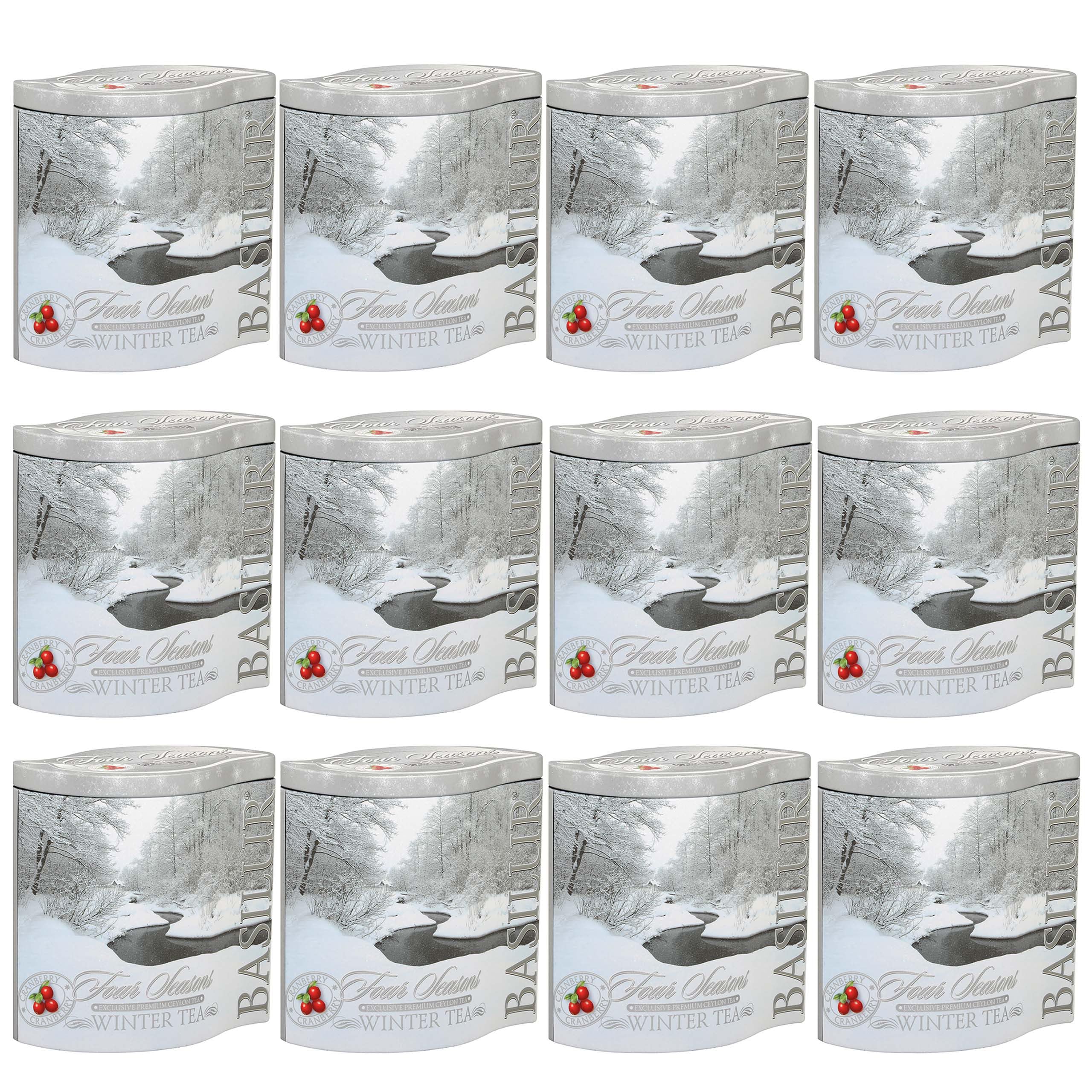 BASILUR Foglie di tè tritate finemente in una latta decorativa, 100g (Winter, x12)