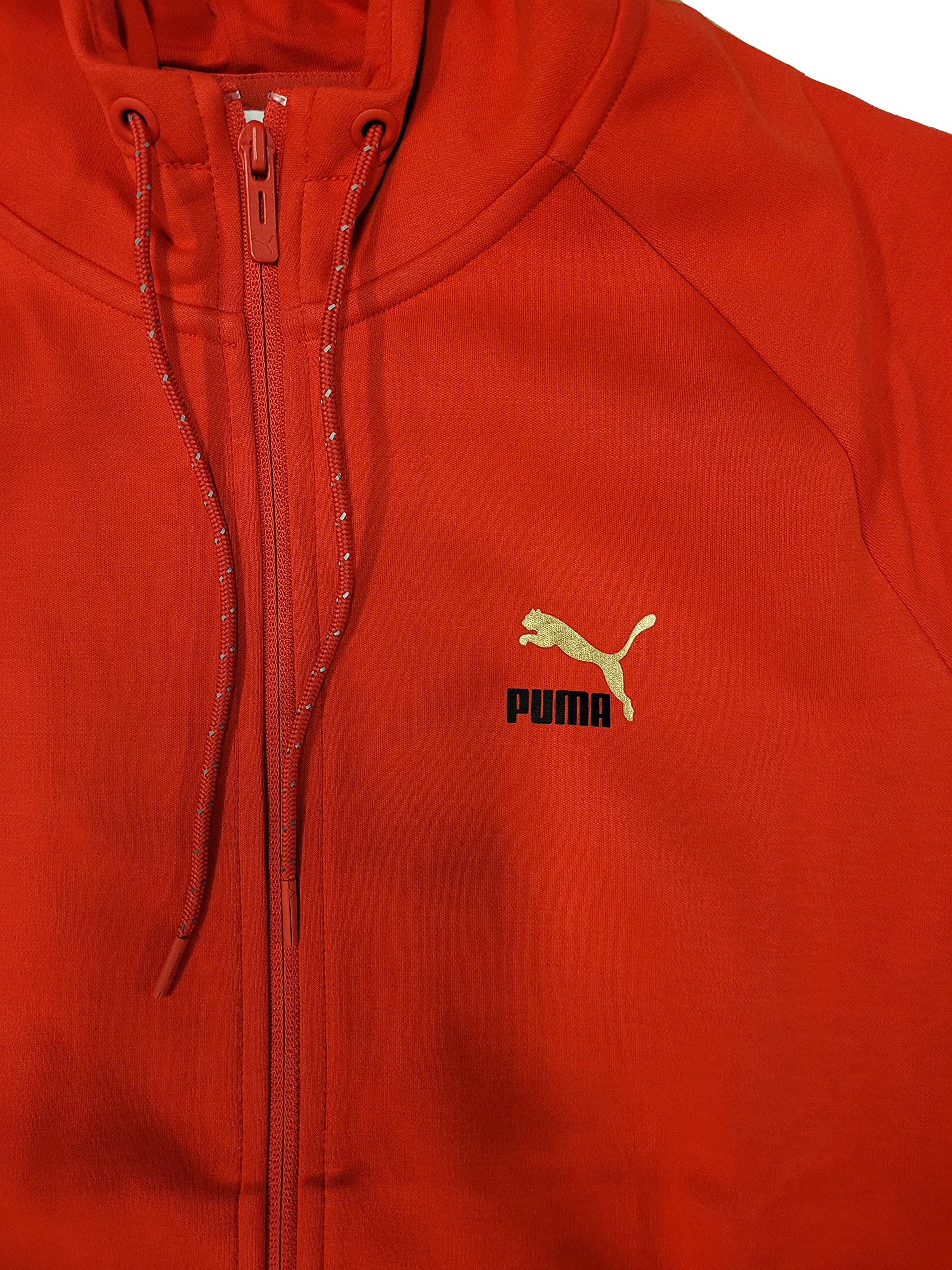 Puma High Risk Red Classics Tech FZ Sweat à capuche DK pour homme, Rouge/noir/doré, Medium