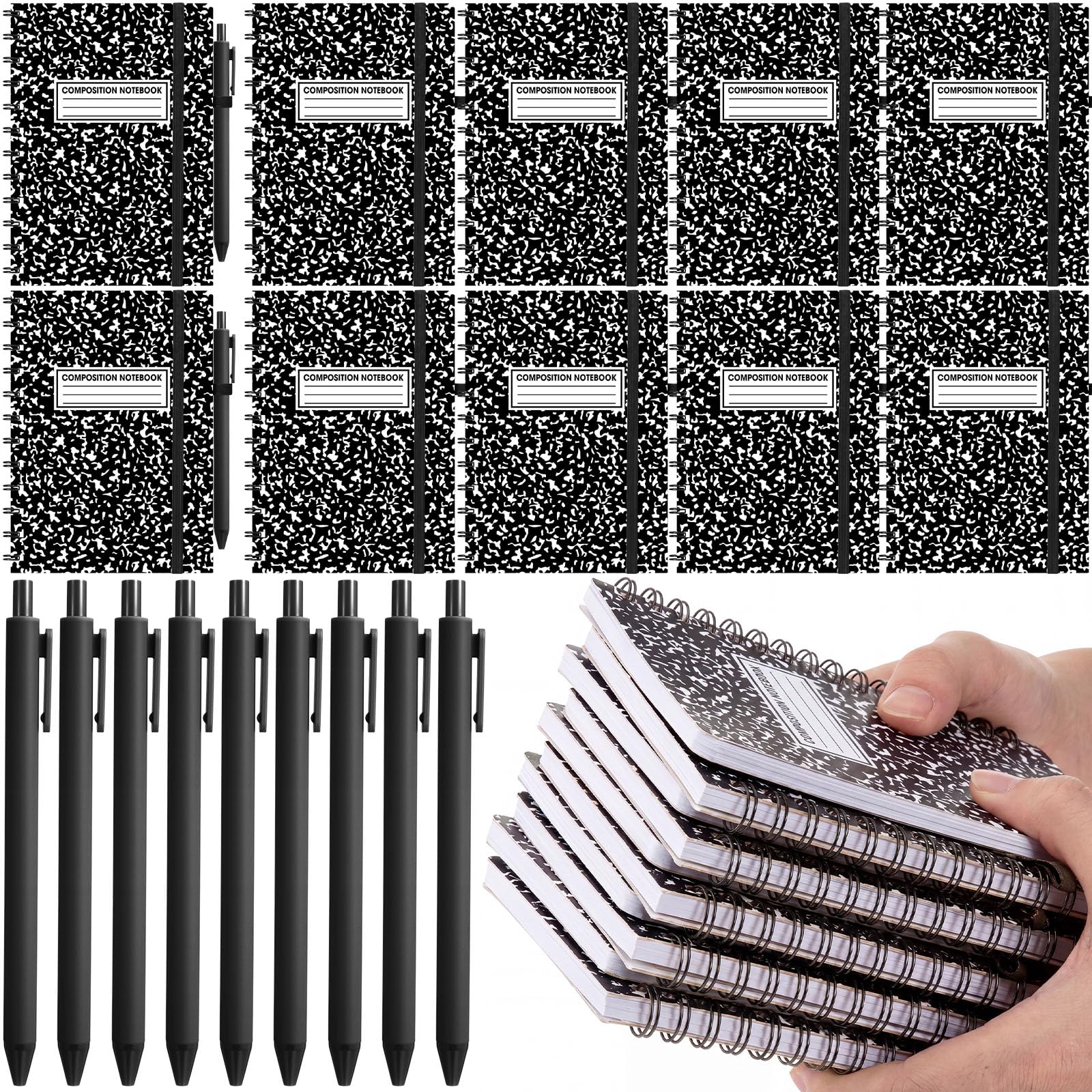 Fulmoon Mead Lot de 24 carnets à spirale A6 avec stylos à bille 50 feuilles, 10,2 x 15,2 cm, petits carnets lignés pour la rentrée scolaire, le bureau