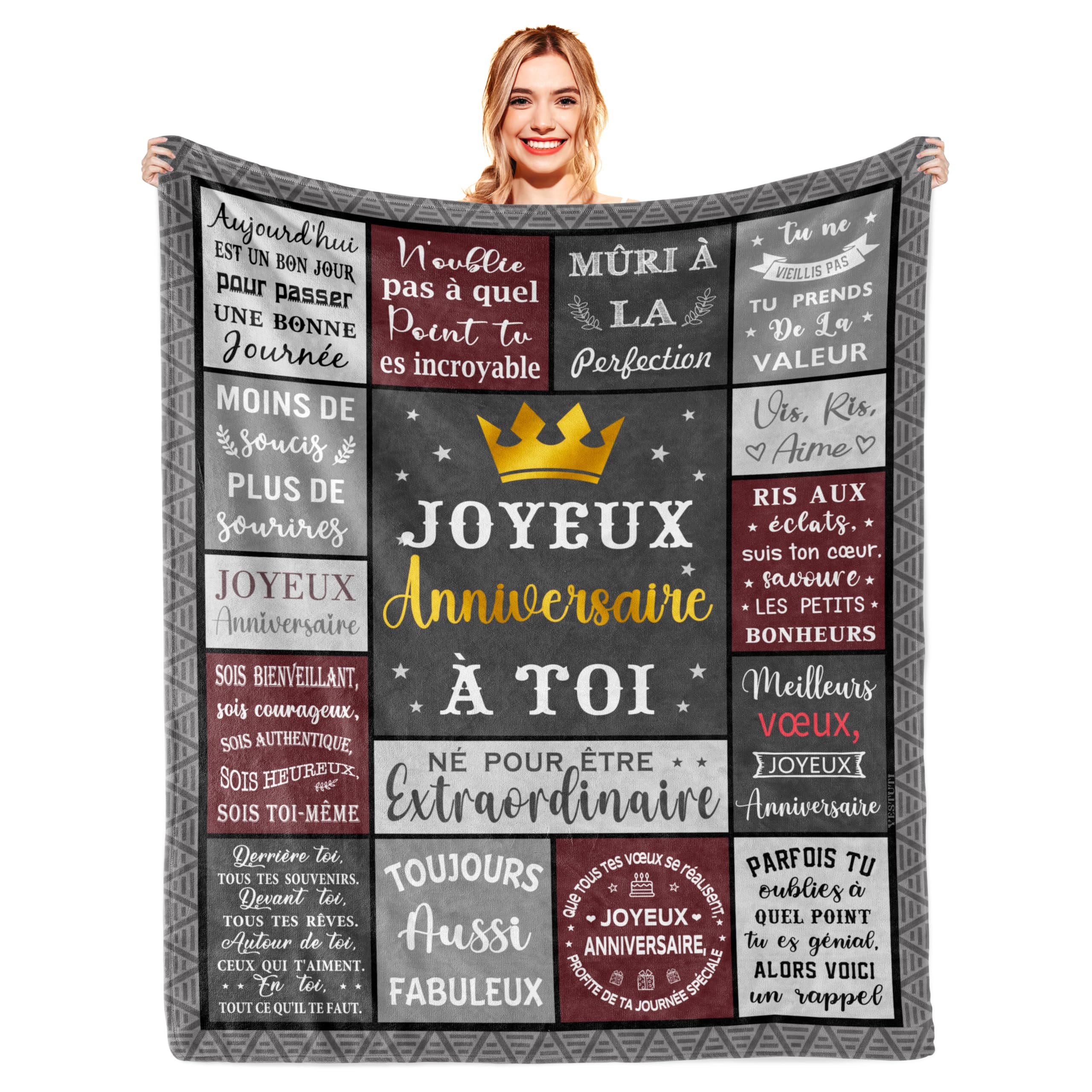 Cadeau Anniversaire Homme, Cadeau Homme Original Utile, Idee Cadeau Homme Papa Grand Pere Beau Pere Frere Ado Garçon Anniversaire, Happy Birthday Gifts, Cadeau Homme Couverture 150X130CM