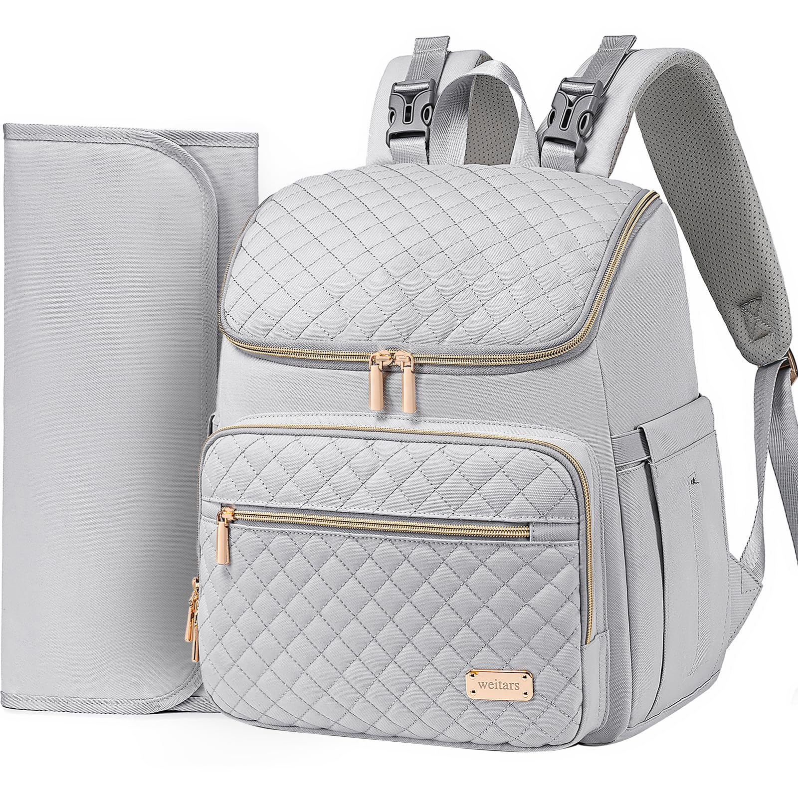 Weitars Diaper Bag Backpack Large Baby Diaper Bag with Changing Pad Travel Diaper Backpack,Baby Bag for Boys Girls,Stroller Straps,5 Insulated Pockets