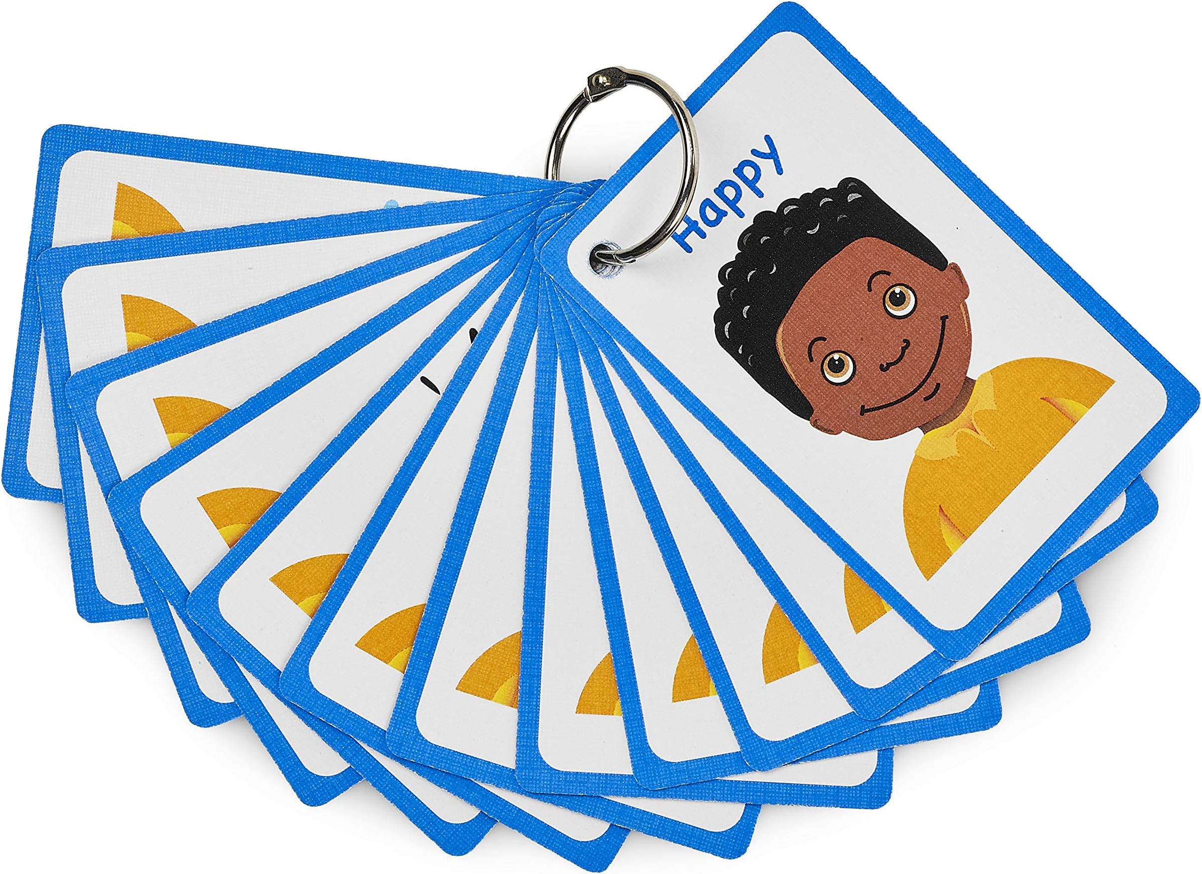 Amonev My Feelings and Emotion Boys Flashcards for visual aid Special Ed, Speech Delay Non Verbal Children and adults with Autism, Special Needs ASD ADHD (Black Boy)