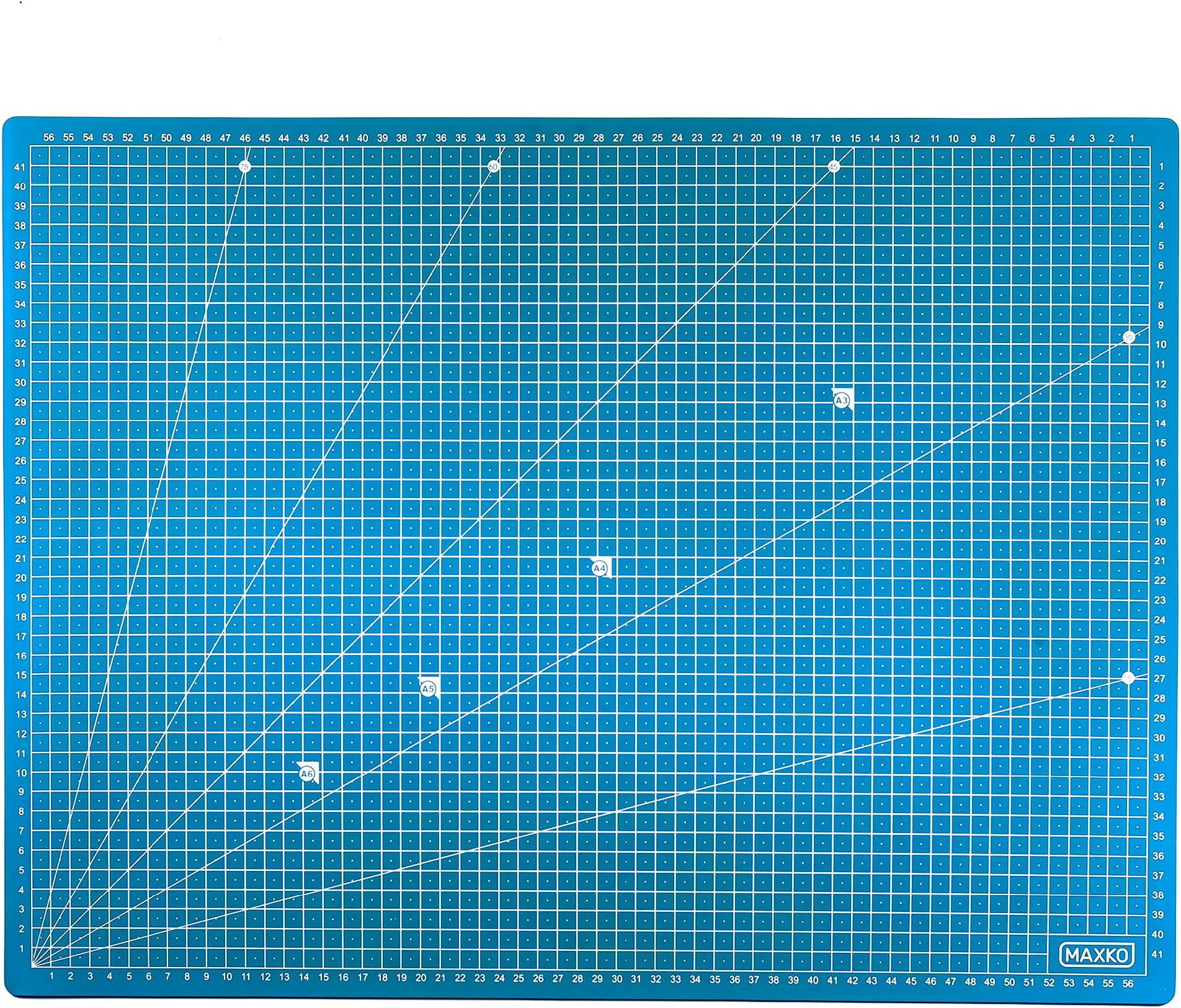 MAXKO Cutting Mat 90 x 60 cm, Blue, self-Healing, Metric Division/Cutting mat/Desk mat/ A1/ 90x60/ Angle 15° - Blades Remain Sharp and Work Surfaces are Protected