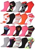 Tipi Toe Women's & Girls 20 Pairs Colorful Patterned No Show Socks For Women Size 9-11