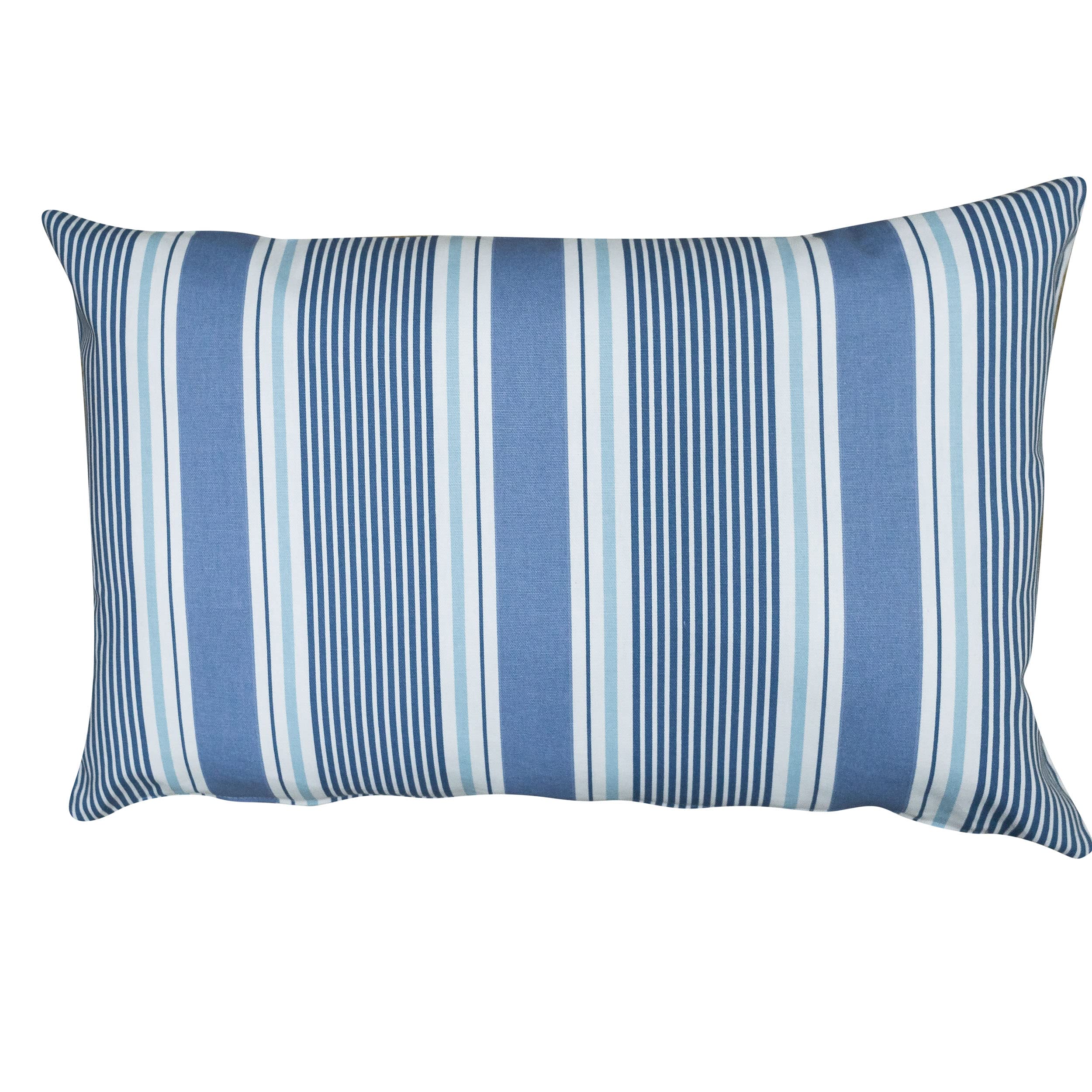 Linen Loft Navy Coastal Stripe Xl Rectangular Cushion Cover In Blue. Classic Nautical Striped Pattern In Marine Ocean Blue And Seafoam White. 23X15 Xl Rectangle Cushion Cover Only
