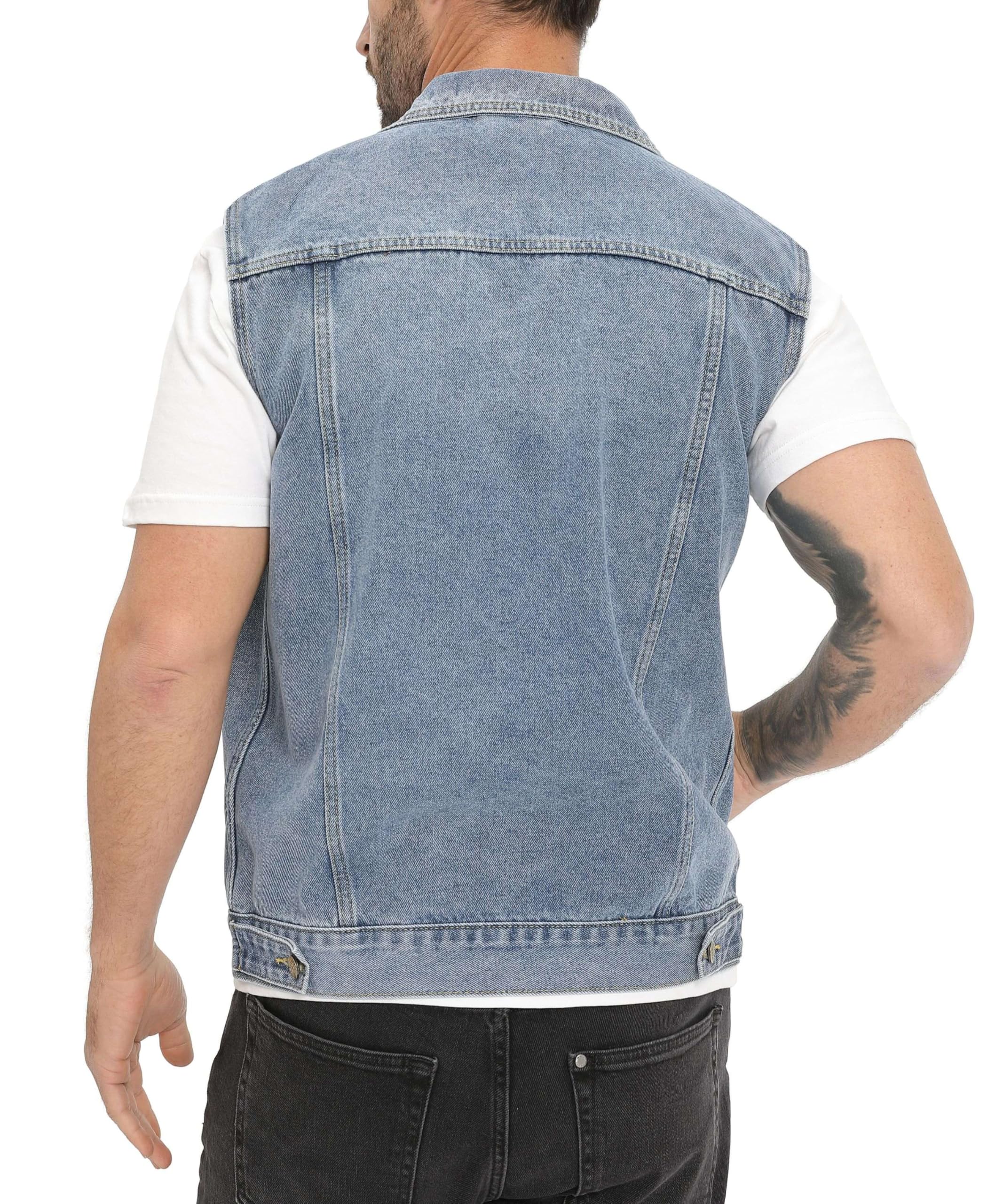Herren Weste Denim Vest Motorrad Jeansweste Outdoor Baumwolle Bikerweste Vintage Denim Weste Classics Ärmellos Useful Waistcoat