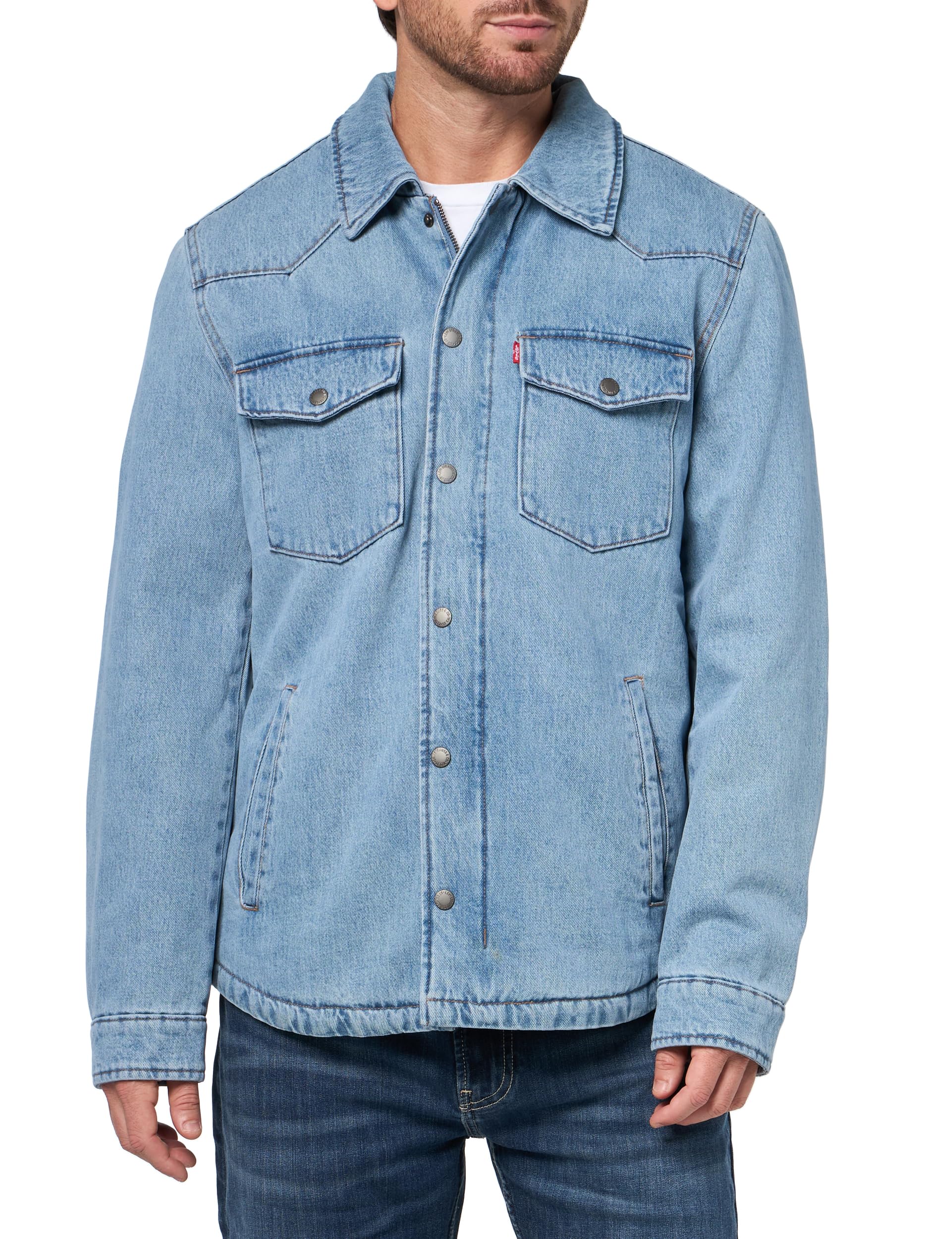 Levi's Men's Cotton Western Shirt Jacket, Light Wash Denim, XXL