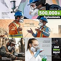 Vista 6 de AirGearPro Máscara respiradora reutilizable G-500 con filtros A1P2 Antigas, antipolvo Máscara de gas ideal para pintar, carpintería