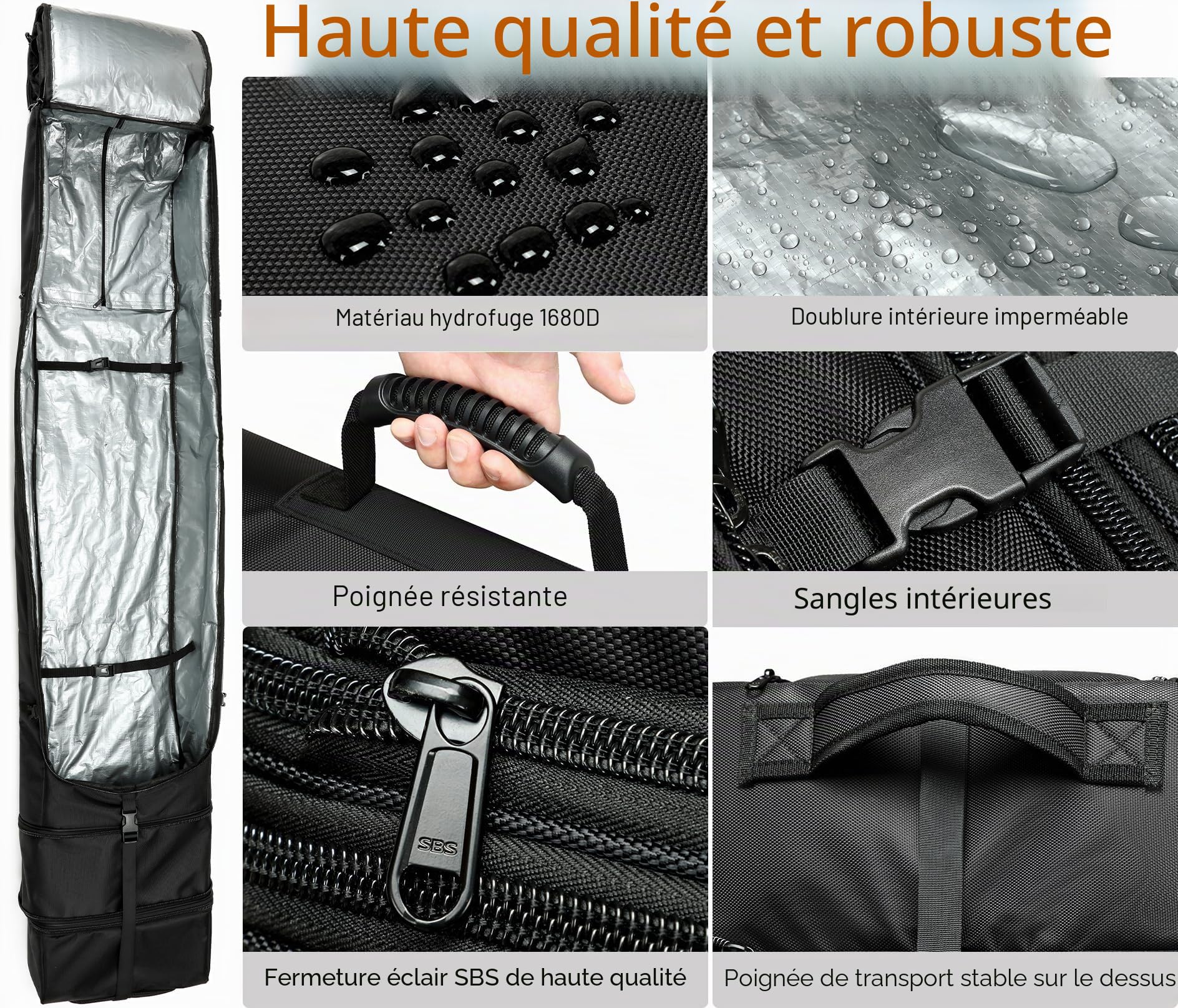 Sac de snowboard de voyage avec roulettes