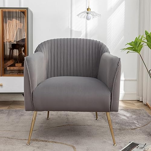 Miniatura 2 de US Pride Furniture Silla moderna de terciopelo para espacios compactos, sillón sofisticado con elegantes patas de metal, solución de asiento ideal