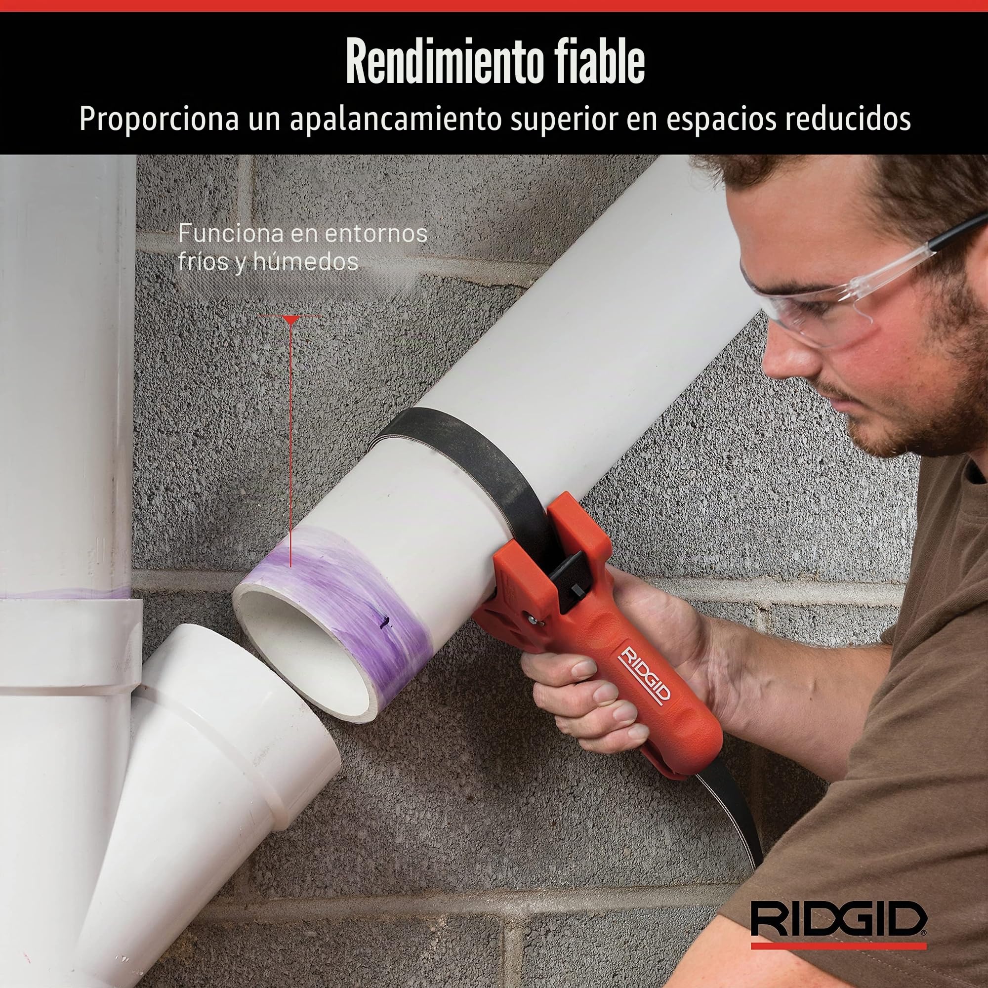 RIDGID 42478 Asidero de tubos STRAPLOCK, Llave de correa de 3 a 8 pulgadas