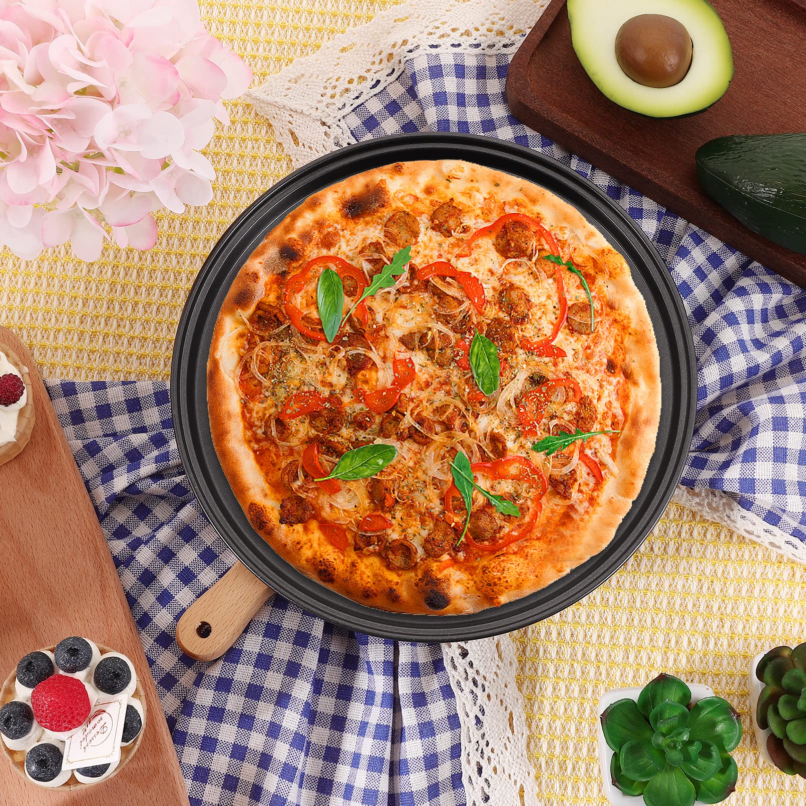 4 sartenes para pizza con agujeros, bandeja antiadherente para pizza, bandeja perforada, moldes redondos para pizza, bandeja para hornear pizza para el hogar de 9 pulgadas, 10 pulgadas, 11 5