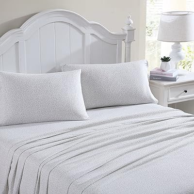 Laura Ashley Home - Twin Sheets, Cotton Flannel Bedding Set, 3pieces, Brushed for Extra Softness & Comfort (Chelsie Vine Grey, Twin)