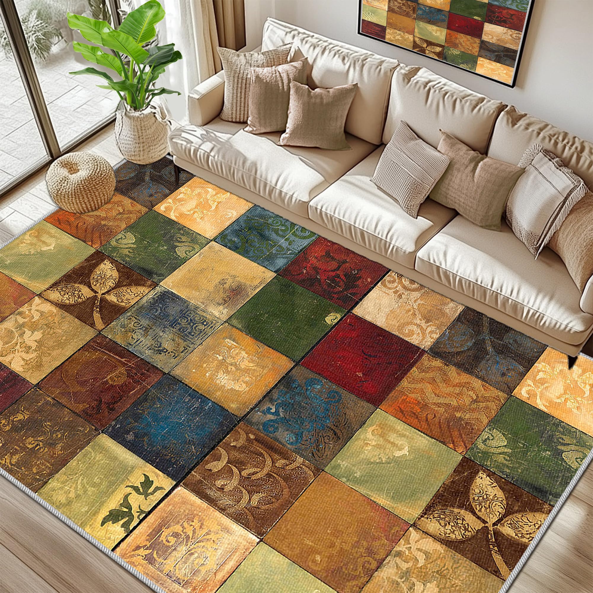 Tapis de salon antidérapant à poils courts 90x140 cm idéal pour une chambre d'enfant