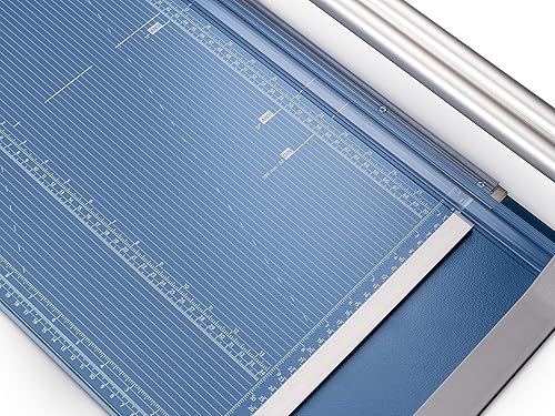 Miniatura 10 de Dahle Cortadora rotativa profesional 554, longitud de corte de 28 pulgadas, capacidad de 20 hojas, autoafilado, barra guía doble, abrazadera