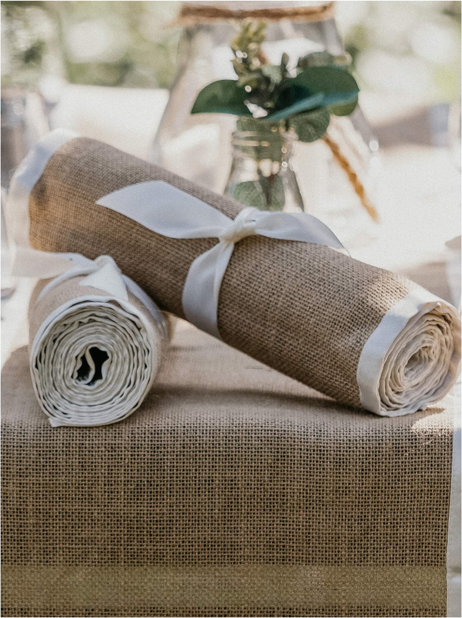 3 X Pack Burlap Table Runner - Natural Burlap Fabric Runner, Soft Ribbon Edging - 12 X 108 inch - Textured Jute Table Runners to Inspire a Rustic Relaxed Elegance for Dining, Farmhouse, Wedding