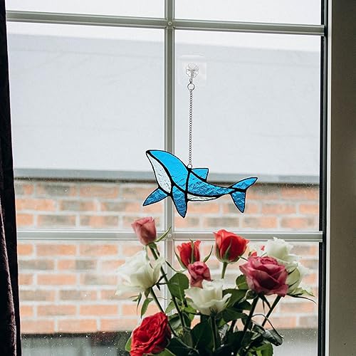 Miniatura 3 de Teesalfync Decoración de ballena para colgar en la ventana de cristal azul, decoración costera para dormitorio, mar, playa, decoración costera,
