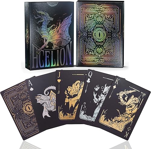 WJPC Cartas de juego impermeables de plástico fáciles de barajar, cartas de póquer de dragón negro para juego y fiesta, baraja de cartas (dragón)