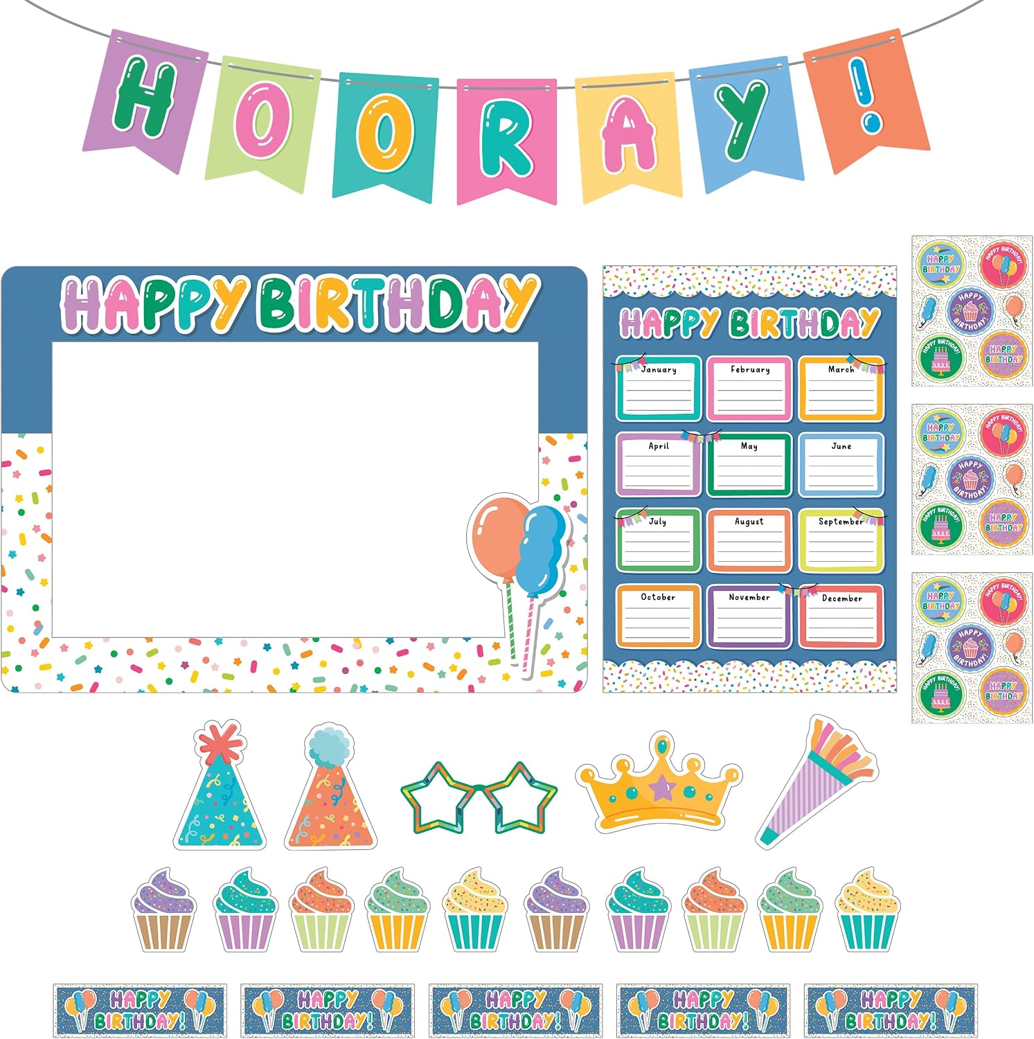 Carson Dellosa 92-Piece Birthday Party Decor Set, Bday Banner