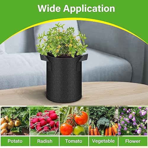 Vista 54 de HealSmart Paquete de 12 bolsas de cultivo no tejidas de 2 galones, macetas de tela de aireación con asas, adecuadas para frutas de jardín, verduras