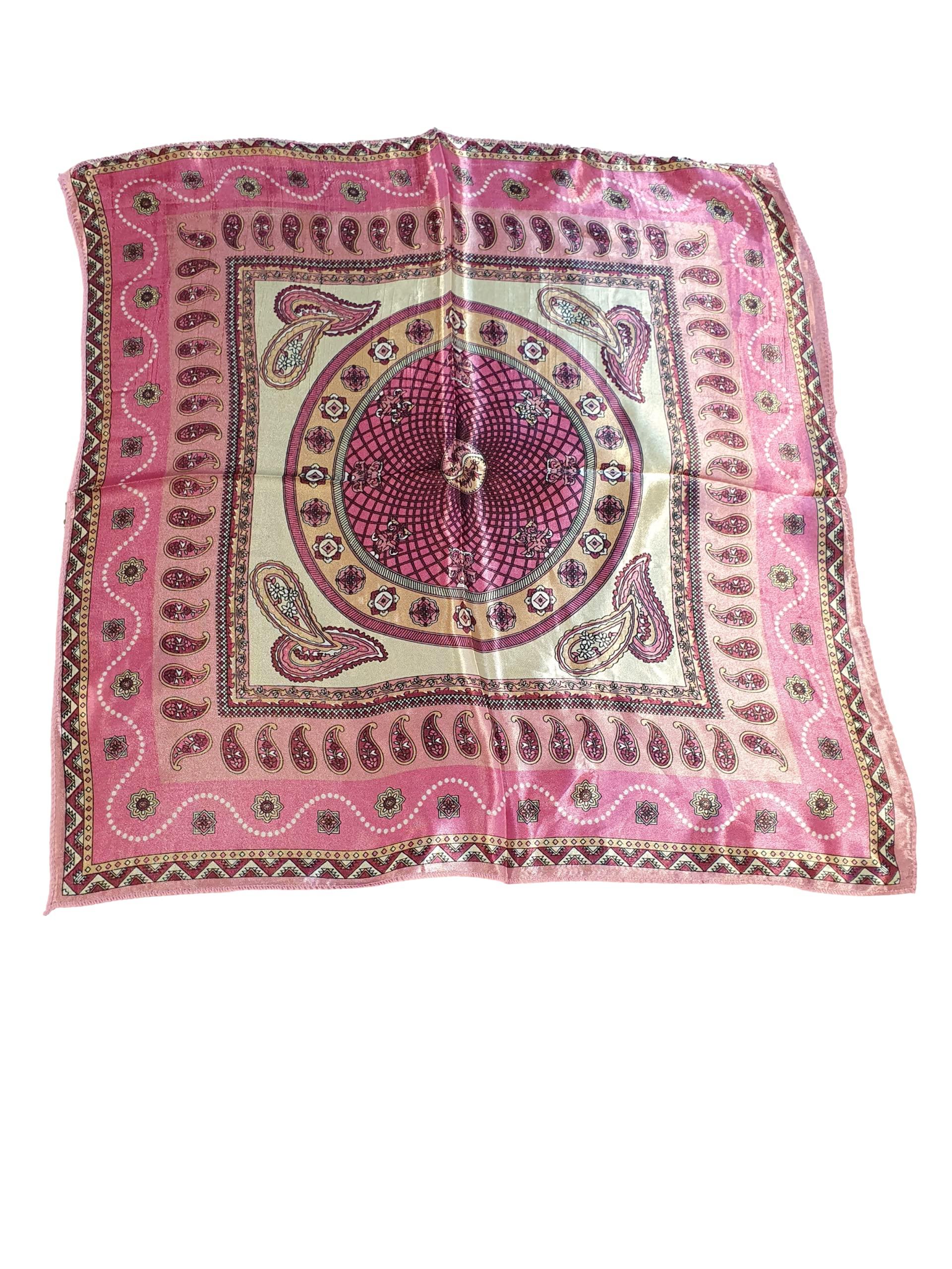Fat-catz-copy-catz Ladies Square Pink Paisley Print silk satin feel fashion scarf 50cm x 50cm
