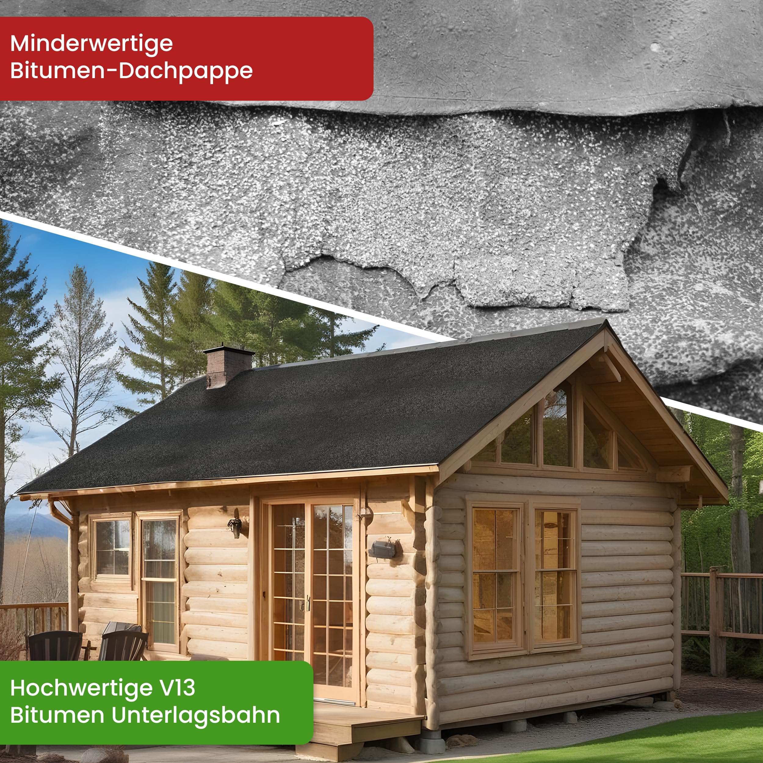 Gartenwelt Riegelsberger Papa dachowa V13 piaskowana 10 m² taśma bitumiczna wraz z 100 sztukami gwoździ do papy dachowej 3 x 15 mm