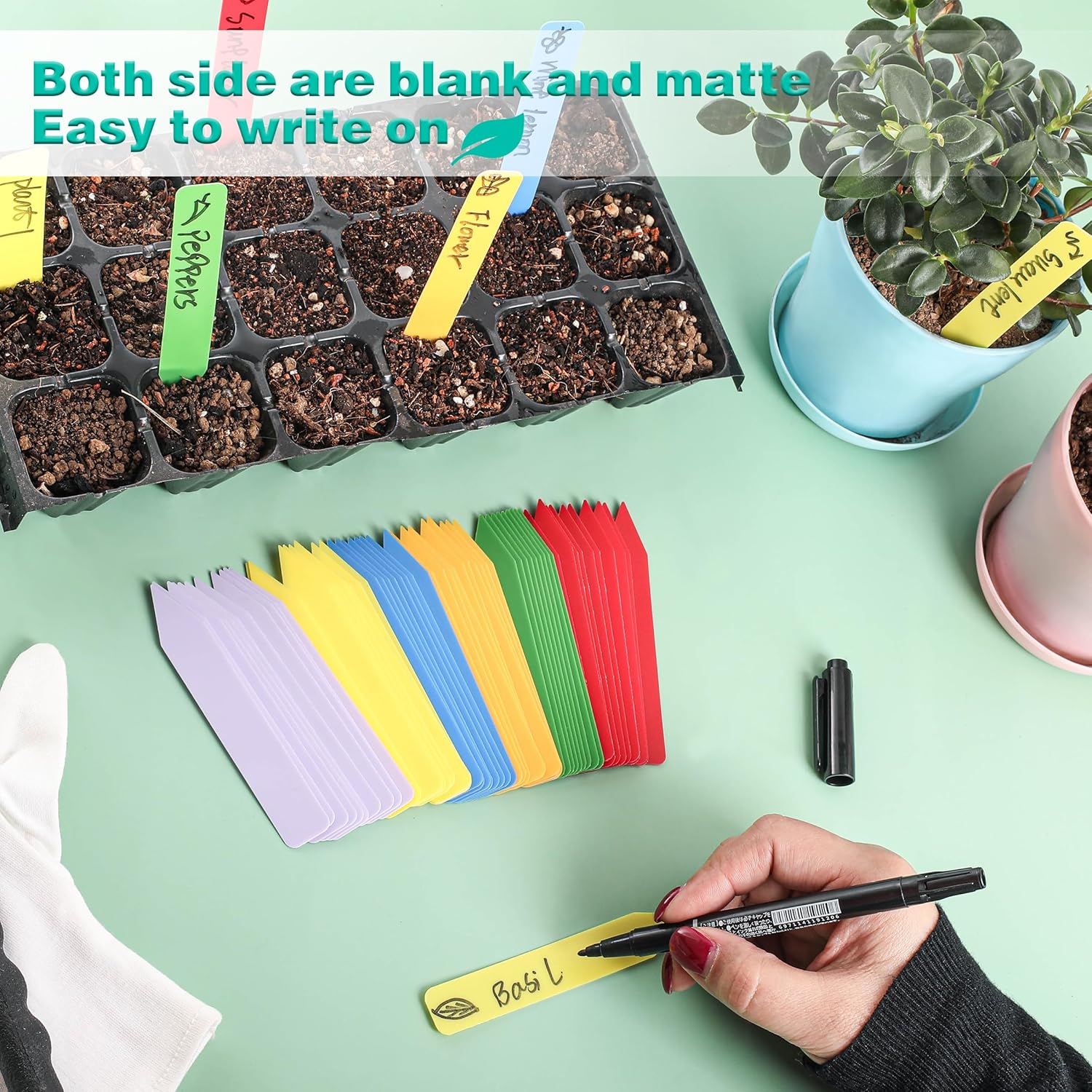 Plant Labels 4 Inch 600Pcs Plastic Plant Name Tags for Seedlings Garden Labels Markers Nursery Plant Tags Seed Labels Stakes with Permanet Marking Pen Plant Markers for Outdoor Garden (Multicolor600) - Image 6