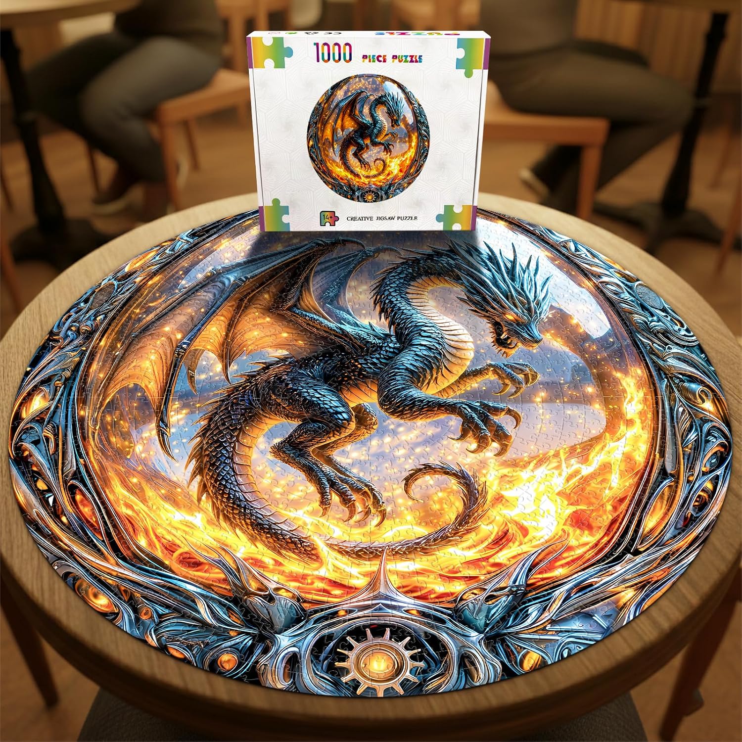 Puzzles for Adults 1000 Pieces - 3D Magical Fire Dragon, 26.6 x 26.6in Unique Coolest Challenging 1000 Piece Puzzles, Perfect Birthday Holiday Party Home Decor Gift for Puzzle Lover