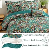 Vista 38 de VAPUTAR Juego de ropa de cama tamaño Queen – 3 piezas, edredón bohemio, colcha reversible ligera para dormitorio de granja (floral)