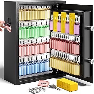 Heavy Duty 103 Keys Electronic Key Lock Box with Anti-Theft Deposit Key Slot & Key Out Tags, Key Cabinet Wall Mount with Code for Home Office