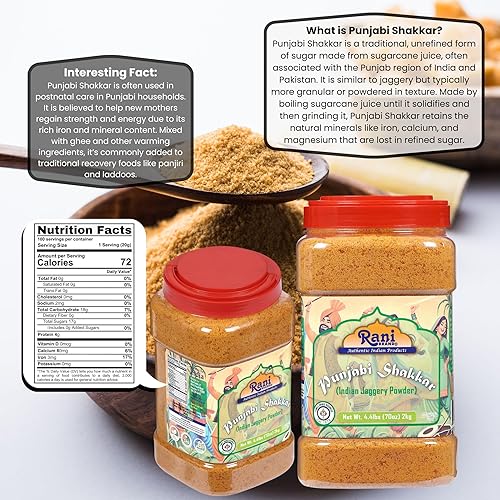 Miniatura 58 de Rani Masala Gur (Jaggery) Azúcar de caña sin refinar indio sin refinar, 17.5 oz (1.1 libras) tarro de PET de 17.64 oz ~ Apto para gluten Vegano