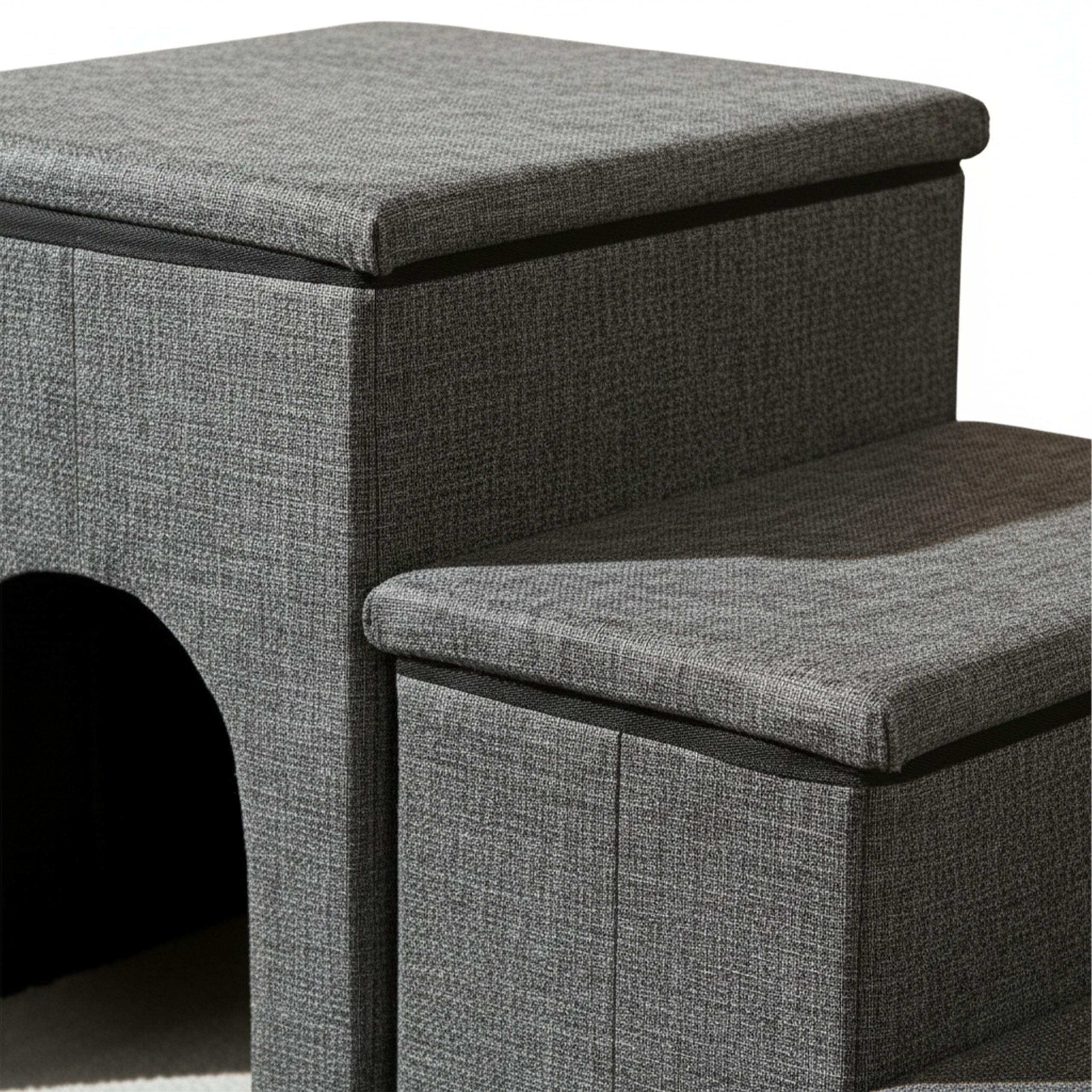 Relaxdays Scaletta per Cani 3 gradini, Cuccia con vano, Pieghevole, Letto/Divano, Grigio Scuro 43x75x33 cm