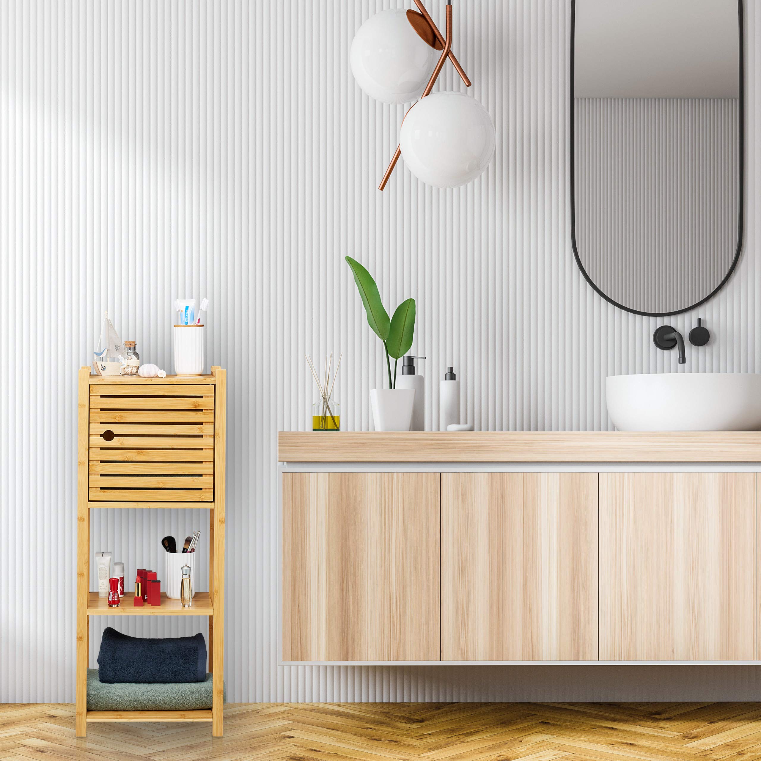 COTEXSA Estantería Rinconera De Baño De Bambú De 3 Niveles, Cotexsa