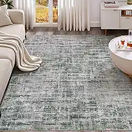 UERMEI Area Rug for Living Room: 5x7 Washable Neutral Abstract Modern Soft Rugs Non Slip Indoor Floor Stain Resistant Carpet for Bedroom Dining Room Office Nursery - Grey/Green