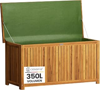 CASARIA Gartenbox aus Holz, mit Innenplane, Sitzfunktion, FSC®-Zertifiziert