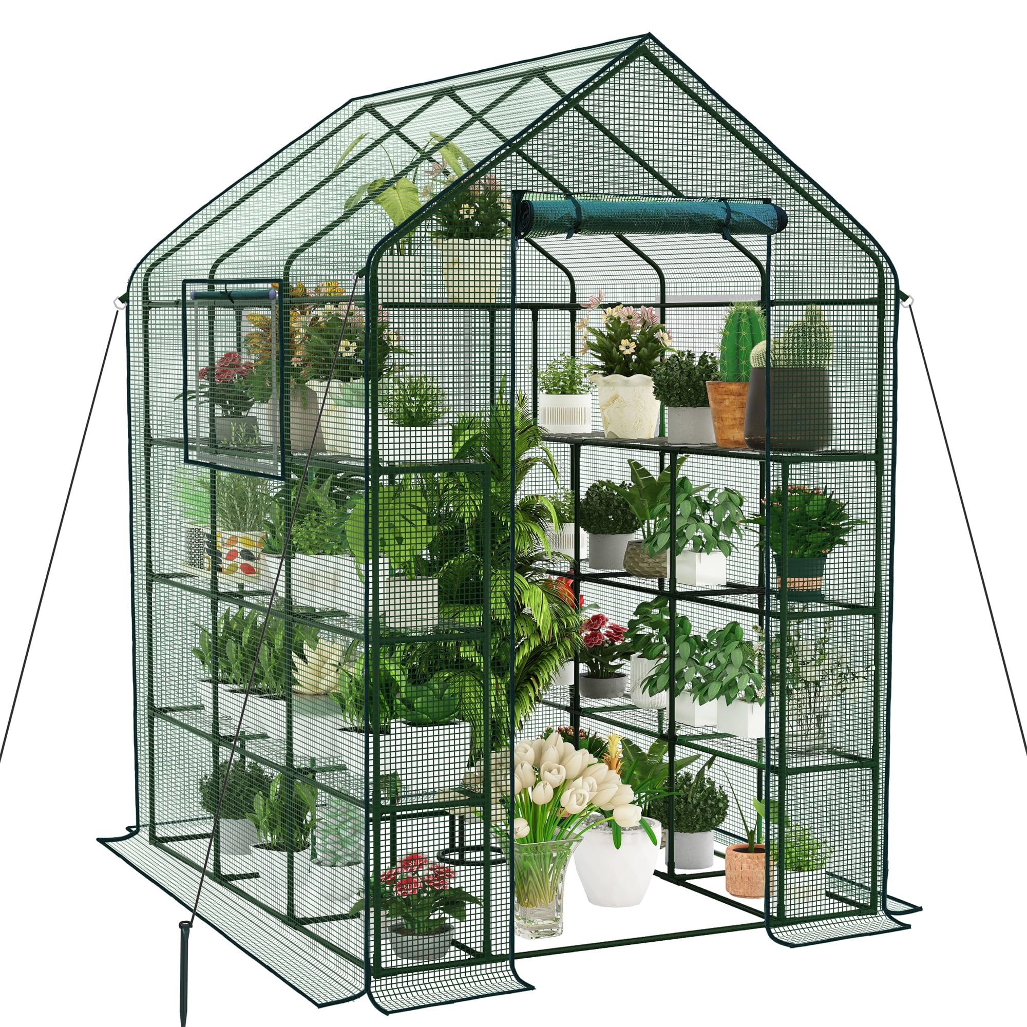 4.7x5.9x7.7FT Greenhouse with 3 Windows